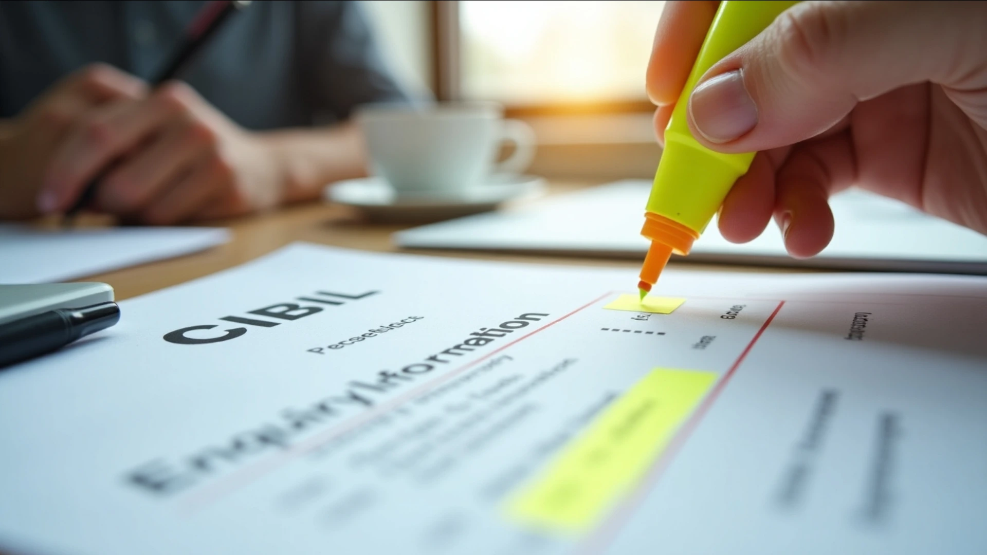 A close-up of a hand highlighting an error on a credit report, a critical step in the guide on how to remove hard inquiry from CIBIL and credit report.