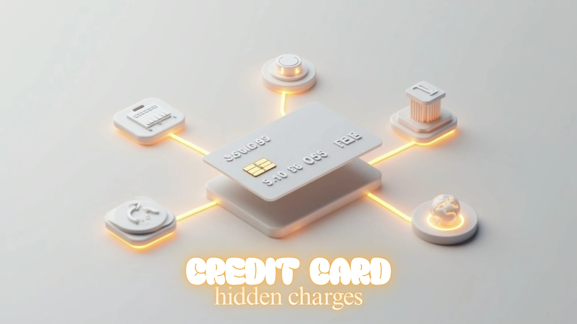 An infographic showing the 6 most common types of **credit card hidden charge in India**: Annual Fee, Late Fee, Cash Advance, Over-Limit, and Forex Markup.