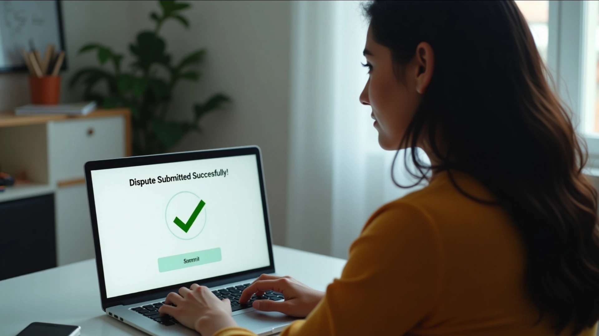 A confident woman after successfully submitting an online dispute, demonstrating the final step in our guide on how to remove hard inquiry from CIBIL and credit report.