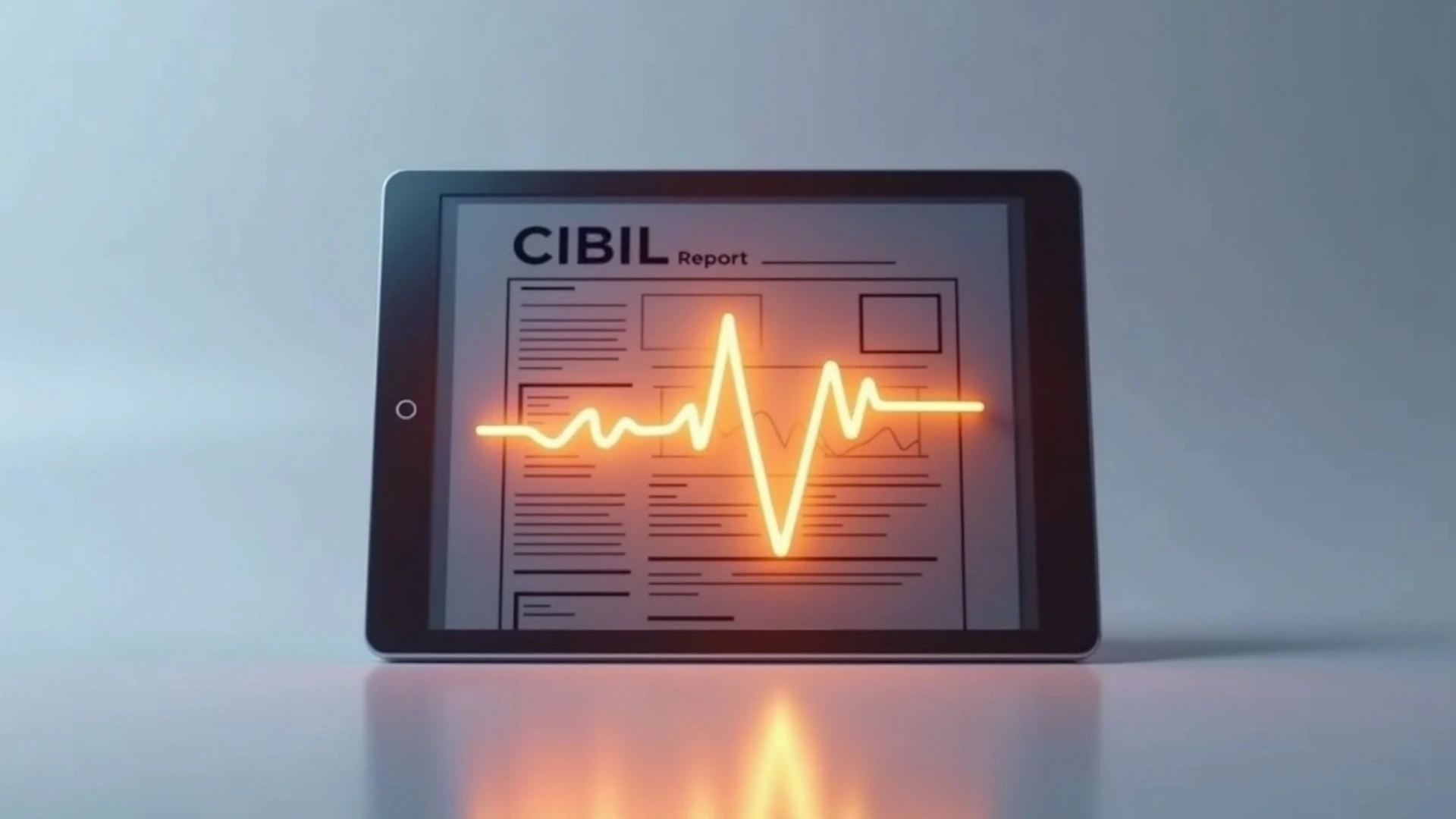 An infographic of a CIBIL report with a heartbeat line over it, symbolizing a health check to find the reason and figure out **what to do after a credit card application is rejected**.
