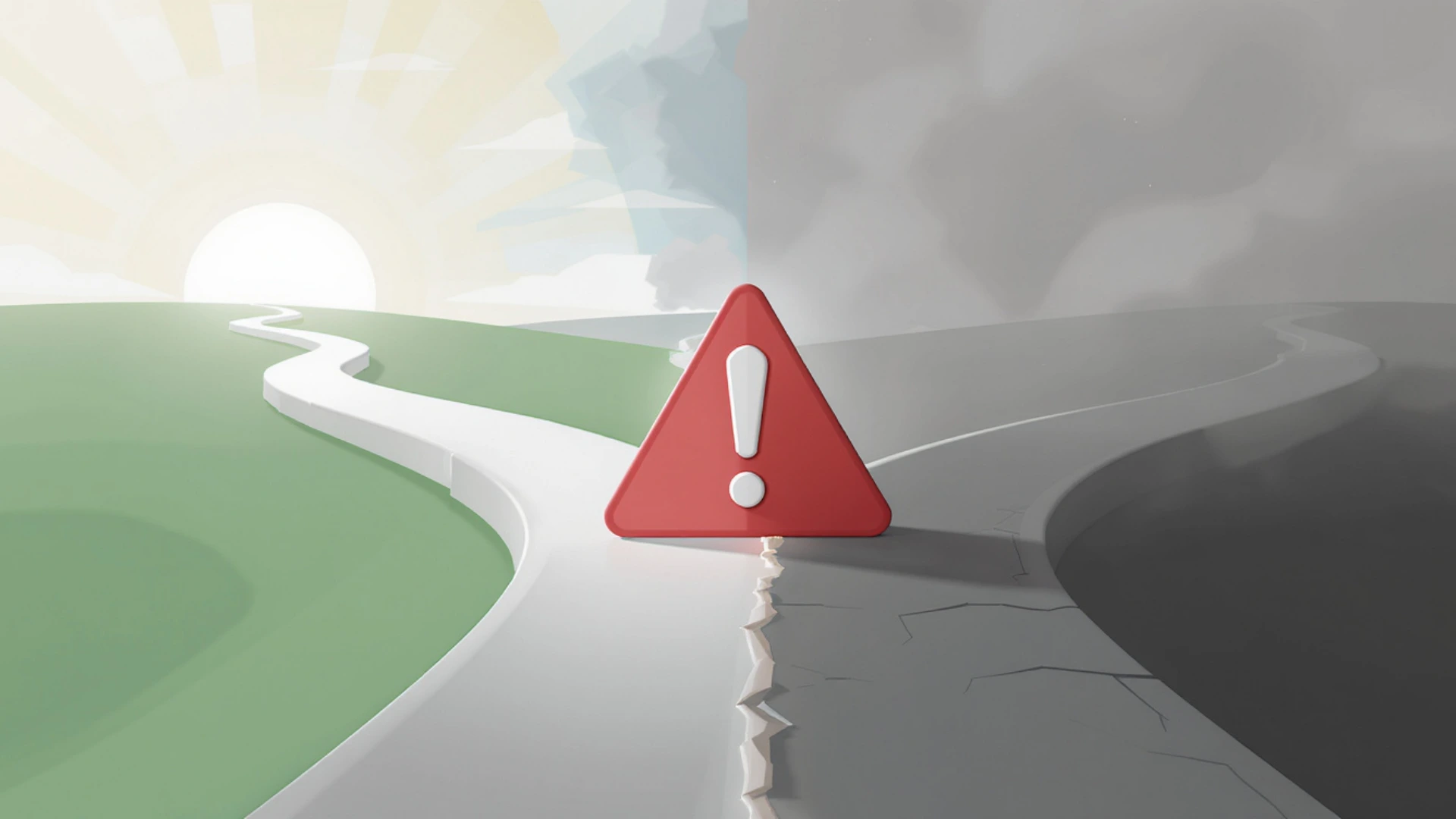 A red warning sign at a forked path, highlighting the critical mistakes to avoid when you learn how to increase your CIBIL score from 600 to 750.