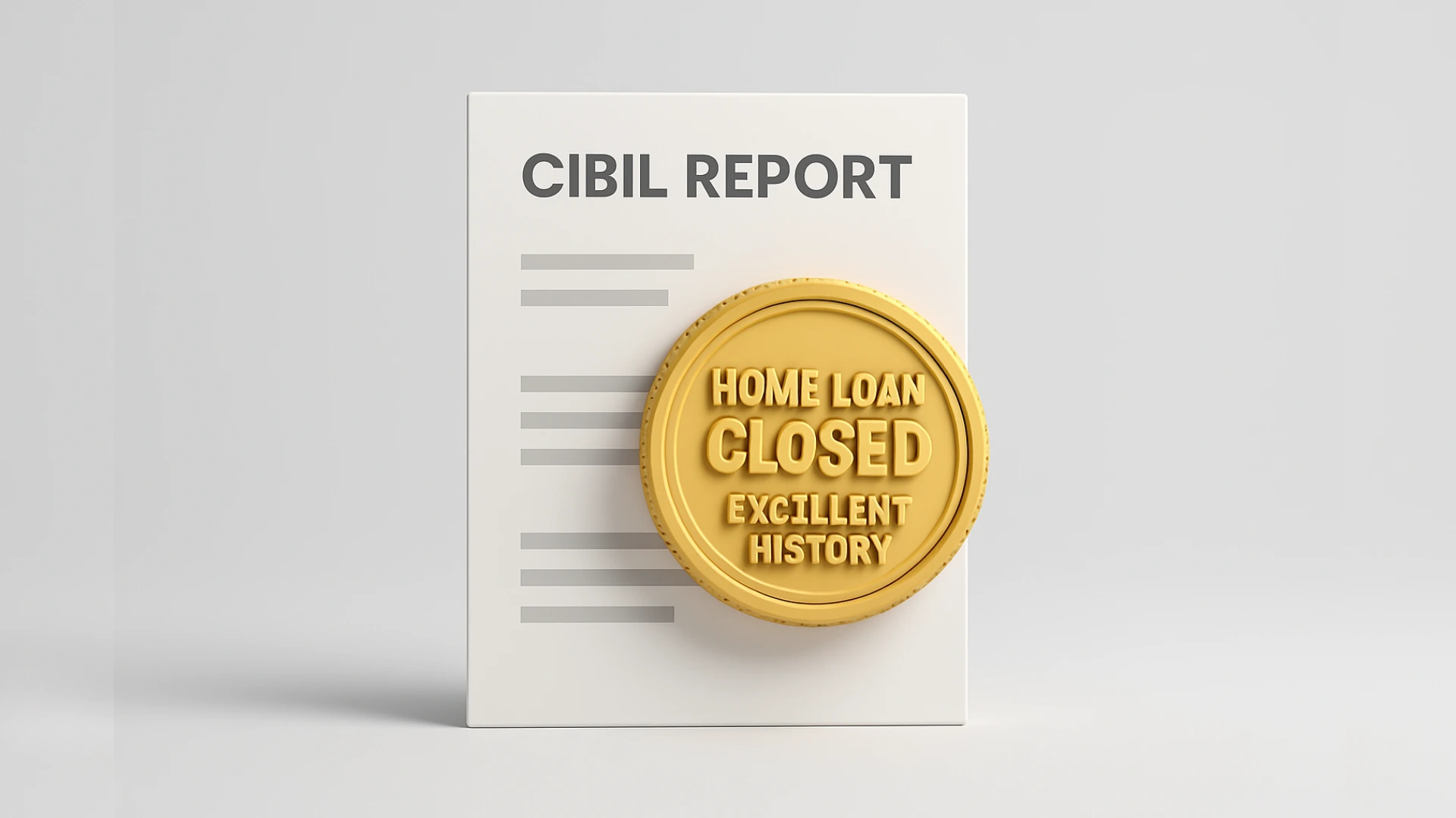 An infographic showing a golden stamp on a CIBIL report that says 'HOME LOAN CLOSED', showing the positive answer to **does prepaying a home loan affect cibil score**.