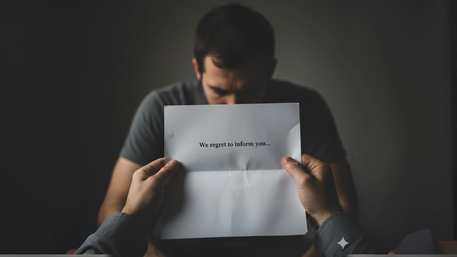A person's hands holding a rejection letter, illustrating one of the main reasons for rejection of a home loan.