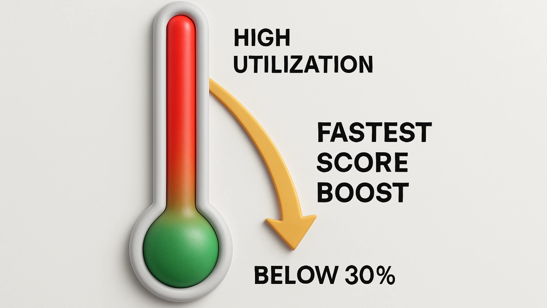 An infographic of a debt thermometer showing how paying down high credit card balances to lower credit utilization is the fastest way to improve your CIBIL score.