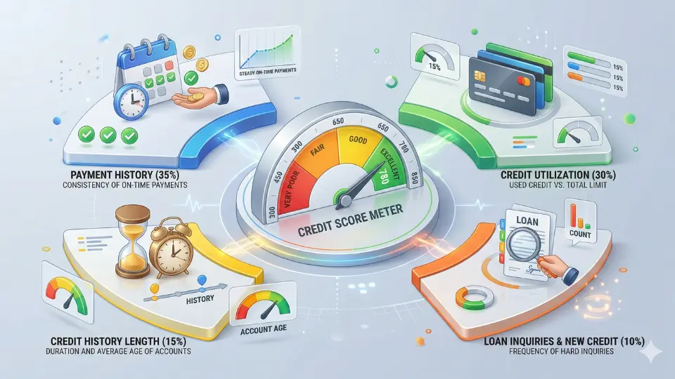 What Is a Good CIBIL Score in India factors affecting credit score including payment history credit utilization and inquiries